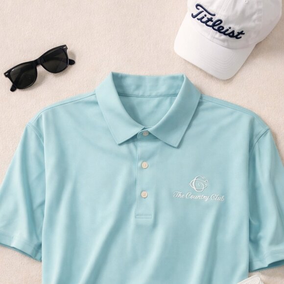Greg Norman Collection Other - Greg Norman Polo Aqua Country Club Golf Shirt Performance Large